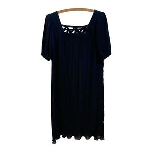 Cobina Vintage Black Accordion Pleated Midi Dress Size 14